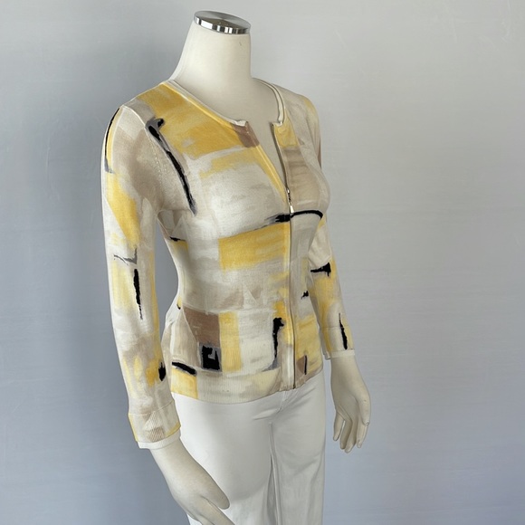 WHBM Abstract Design Zipper Cardigan Size Small - Picture 8 of 14